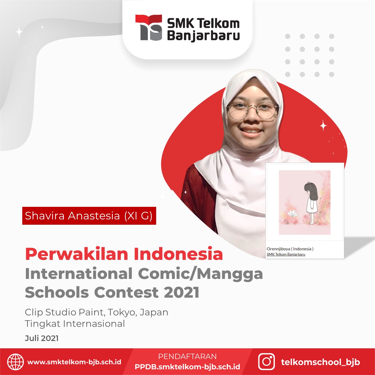 Bangga! Siswi SMK Telkom Banjarbaru Jadi Perwakilan Indonesia Dalam Ajang International Comic/Manga Schools Contest 2021